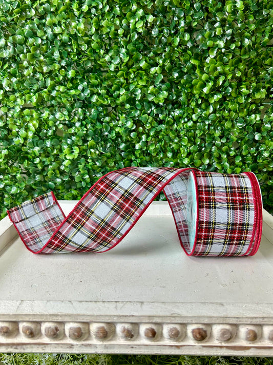 2.5 Inch By 10 Yard Printed Plaid Look On Fuzzy Royal Ribbon