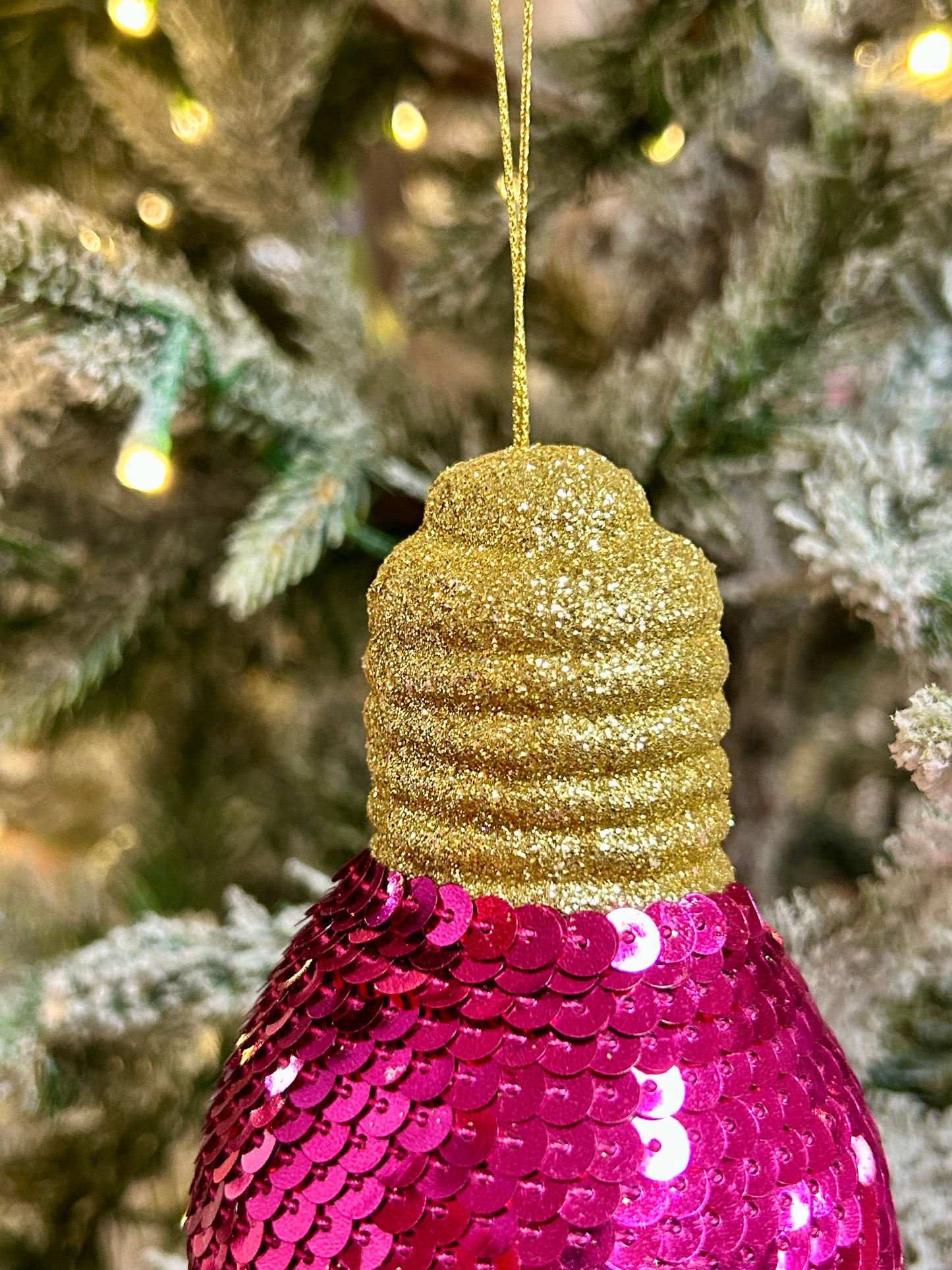 7 Inch Hot Pink Snazzy Sequin Light Bulb Ornament
