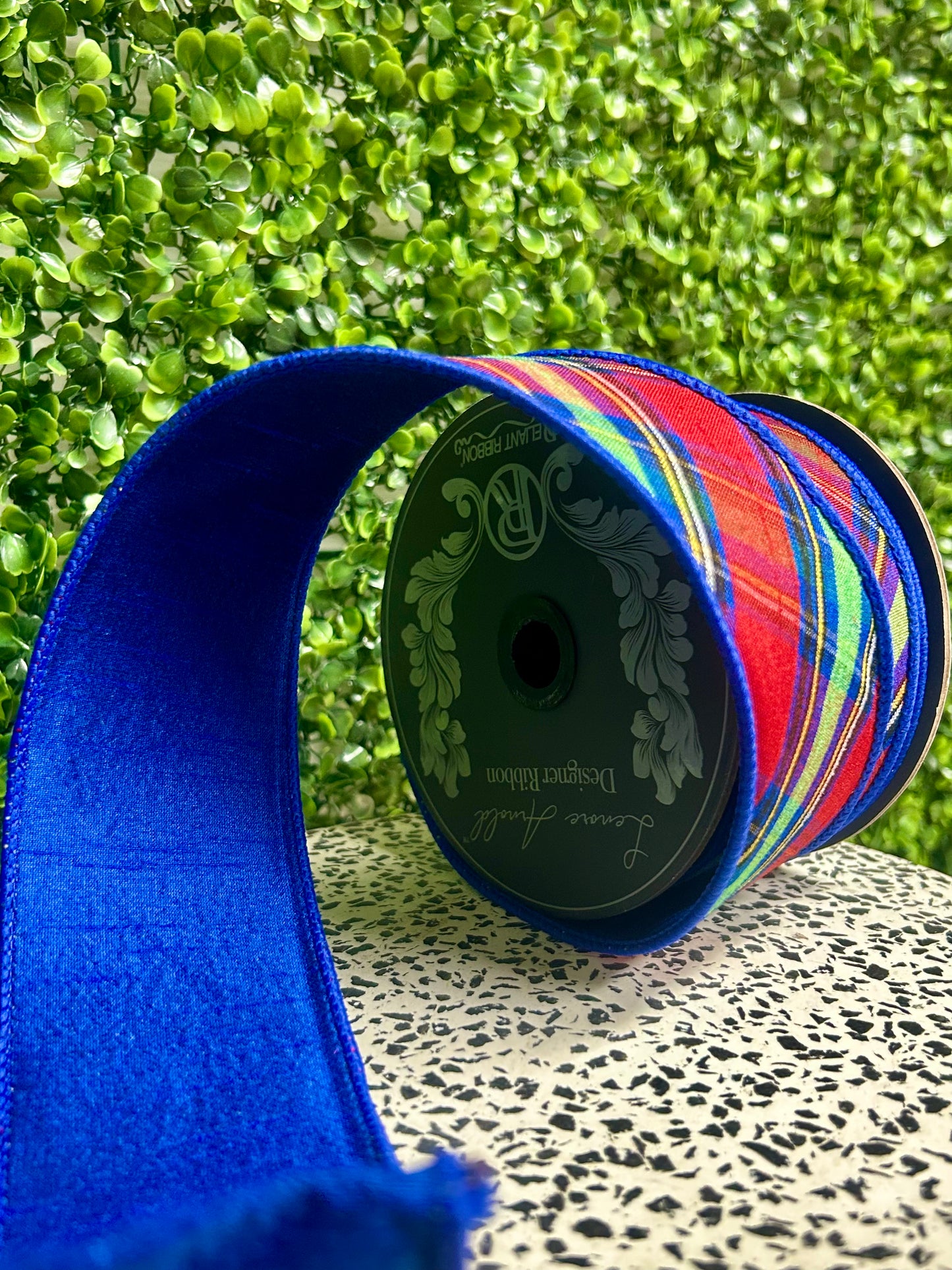 2.5 Inch By 10 Yard Diagonal Traditional Plaid Dupioni Fused Ribbon