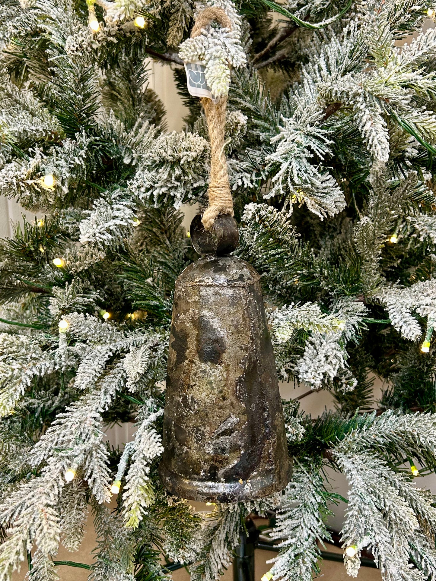 7.5 Inch Silver Antique Metal Bell Ornament