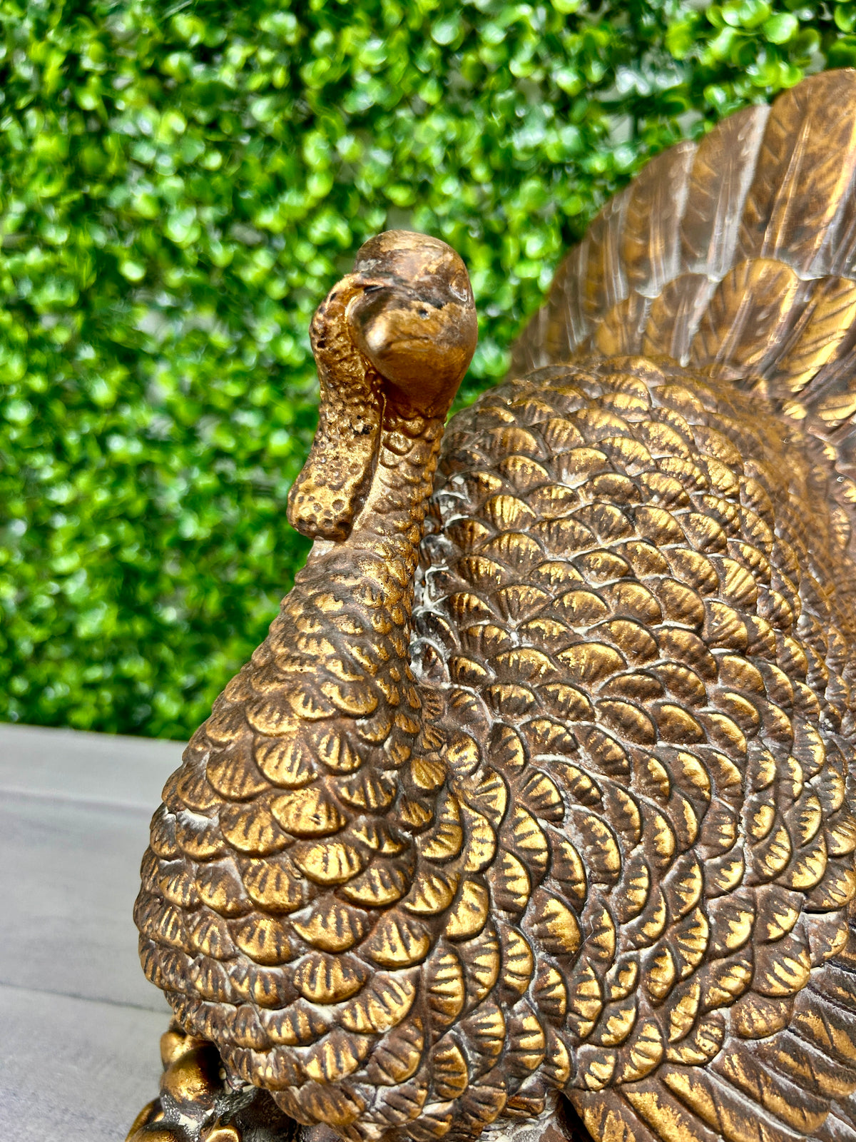 11.5 Inch Resin Antique Gold Turkey