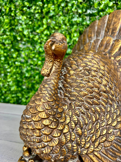 11.5 Inch Resin Antique Gold Turkey