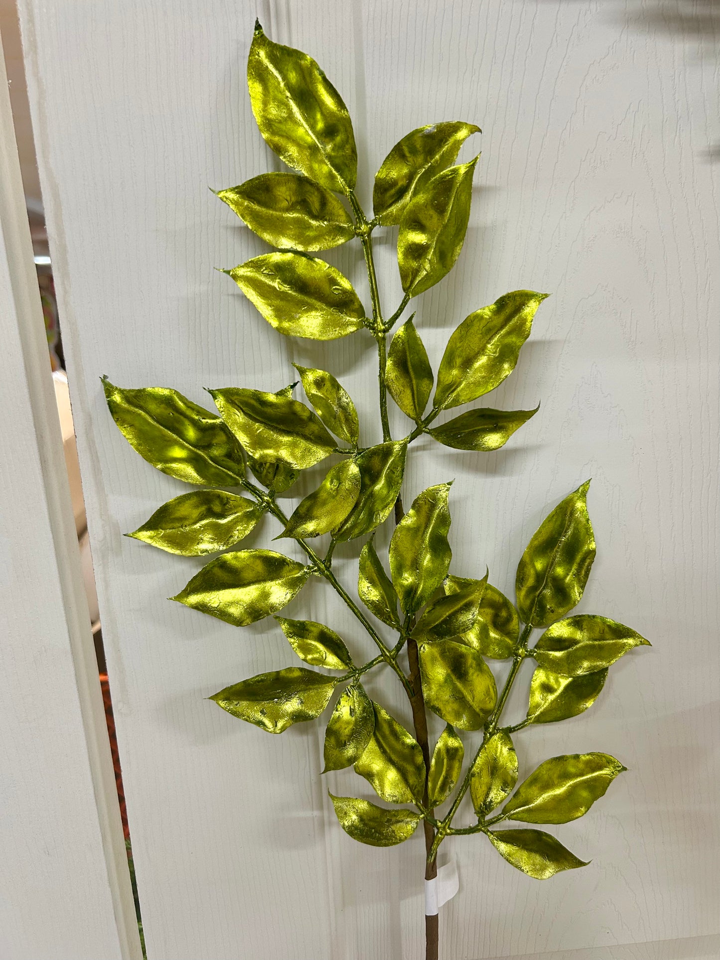 29 Inch Lime Green Metallic Leaf Spray