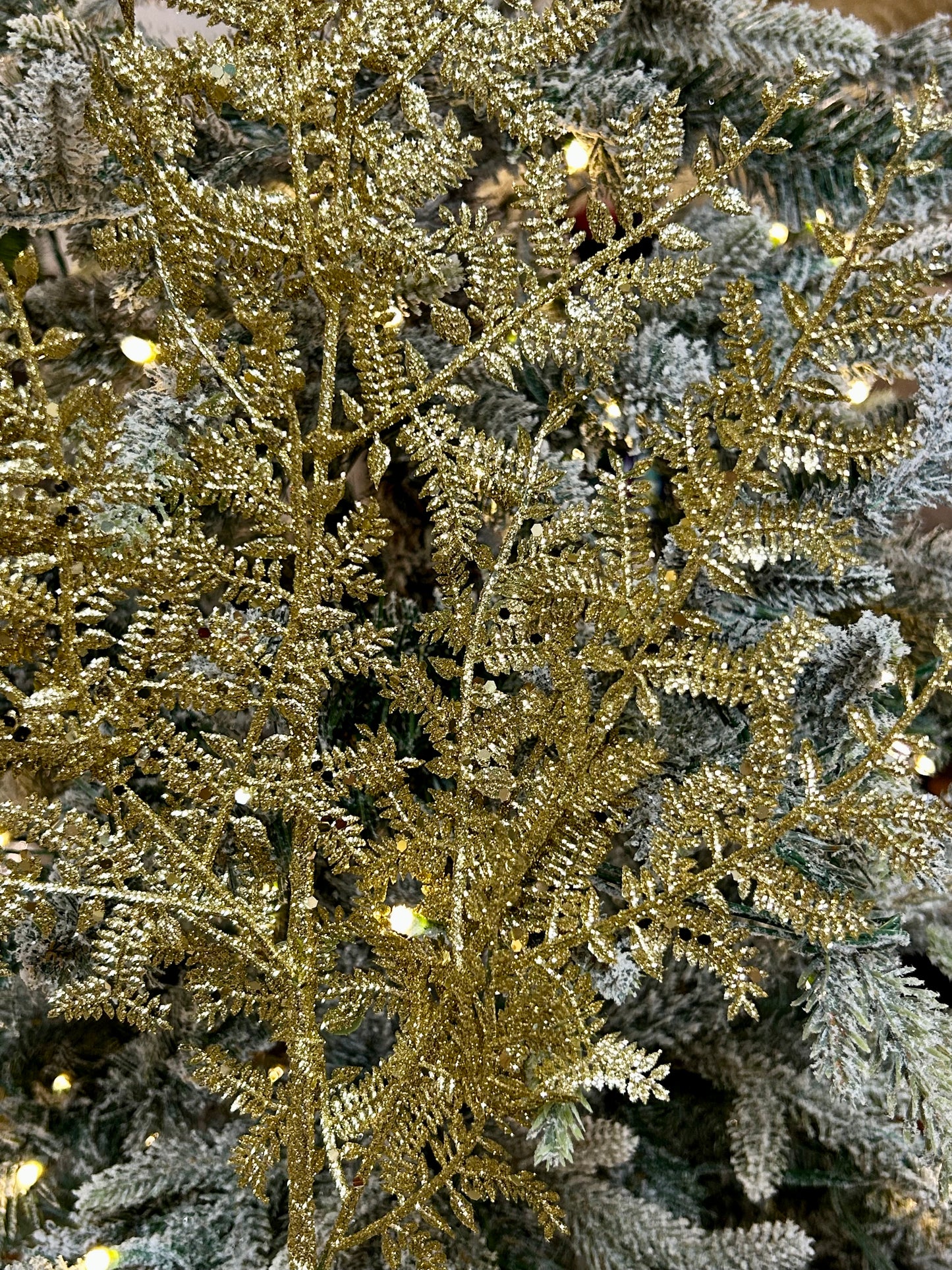 29 Inch Gold Glittered Fern Spray