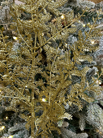 29 Inch Gold Glittered Fern Spray