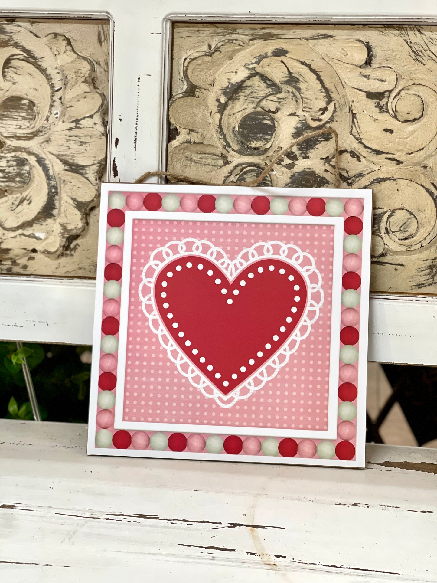 12 Wooden Heart Sign: Love Pattern Heart [AP8590] 