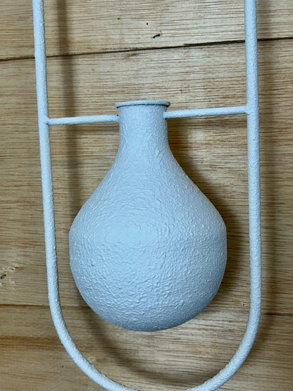33 Inch White Metal Hanging Vase