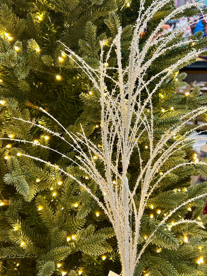 32 Inch White Glitter Pine Spray