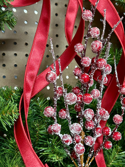 18 Inch Red Berry And Snow Pick