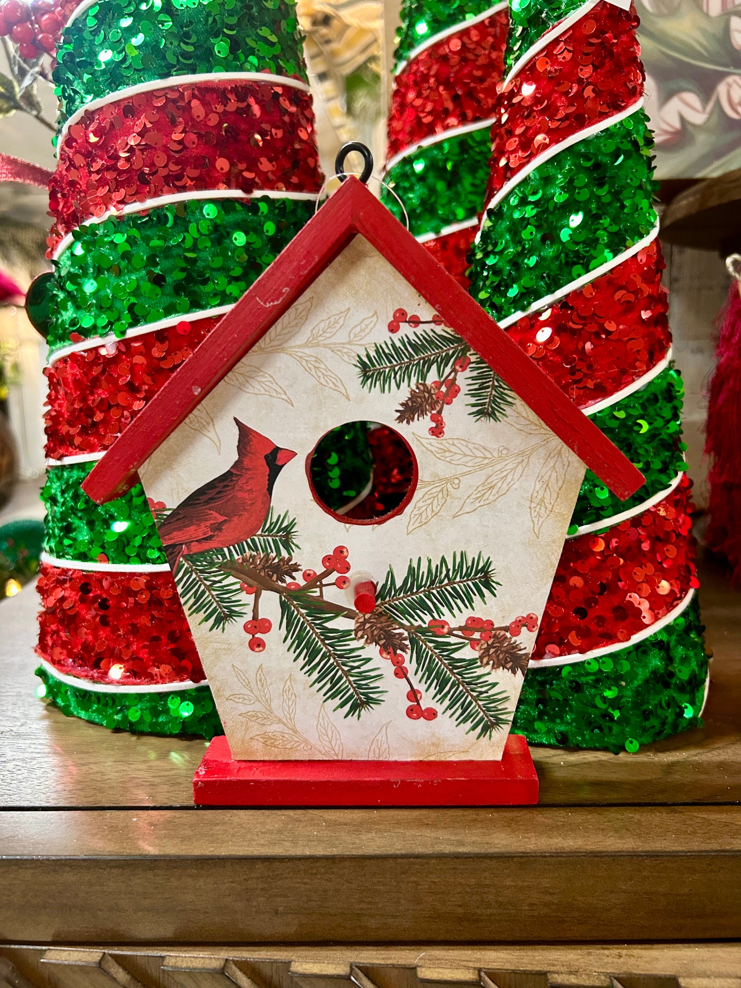 8 Inch Cardinal Birdhouse Decor Two Styles