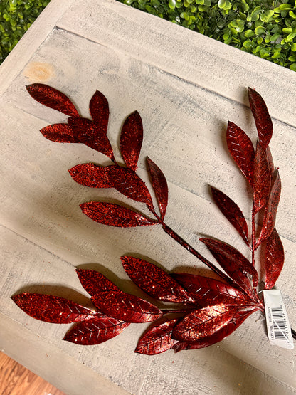 26 Inch Burgundy Metallic Bay Leaf Spray