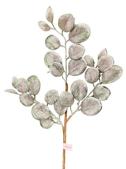 24 Inch Light Blue Eucalyptus Leaf Spray With Frost