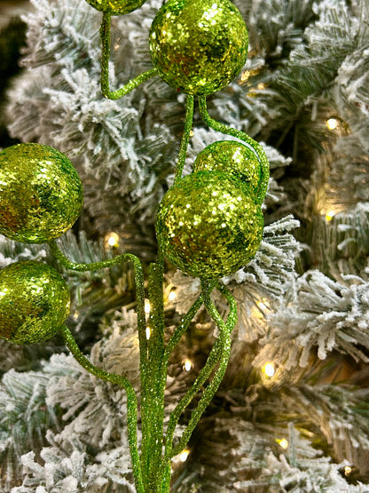 18 Inch Lime Green Glitter Ball Spray