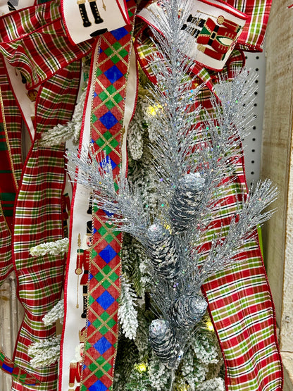 33 Inch Silver Glitter Pinecone Spray