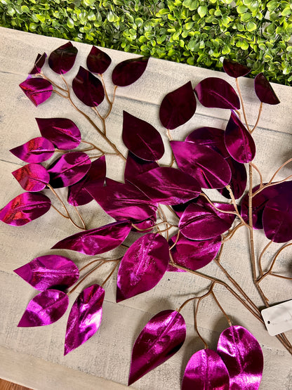23 Inch Purple Metallic Ficus Spray