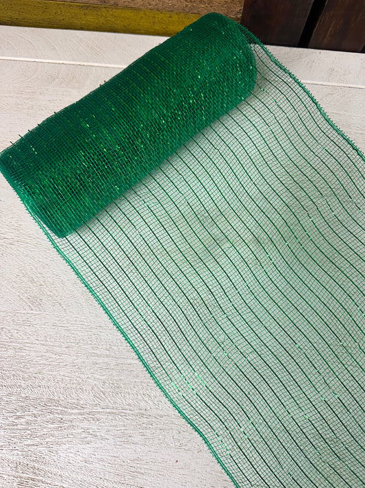 10 Inch By 10  Yard Emerald Green  Metallic Mesh