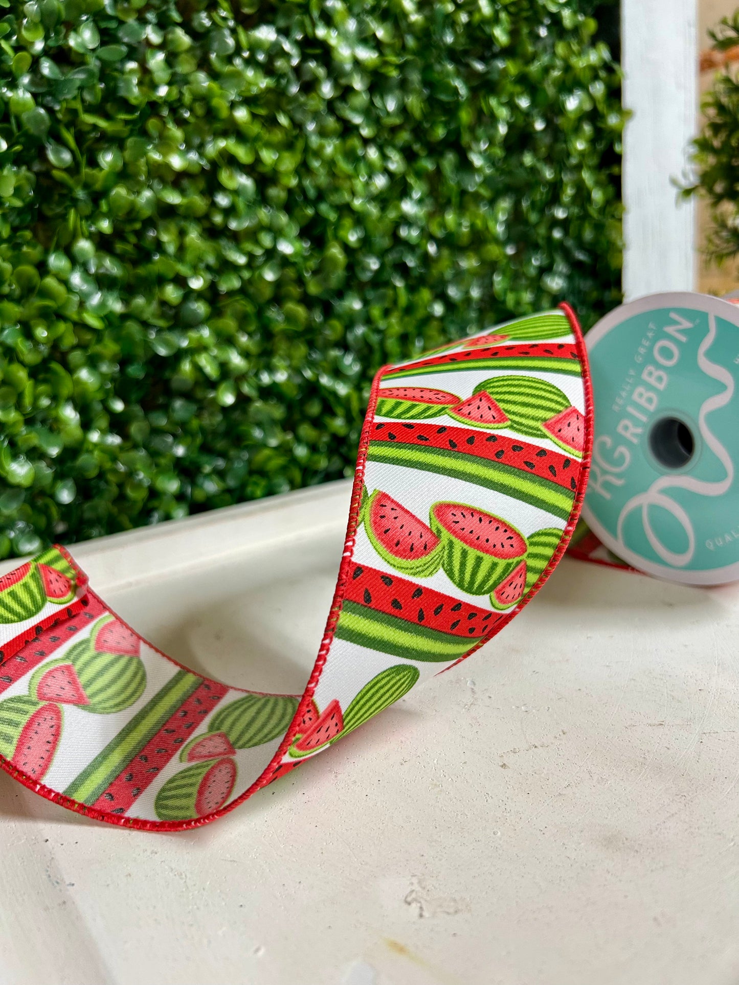 2.5 Inch By 10 Yard Watermelon Stripe Ribbon