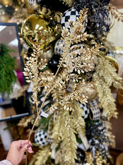 33 Inch Gold Fern And Pearl Metallic Spray