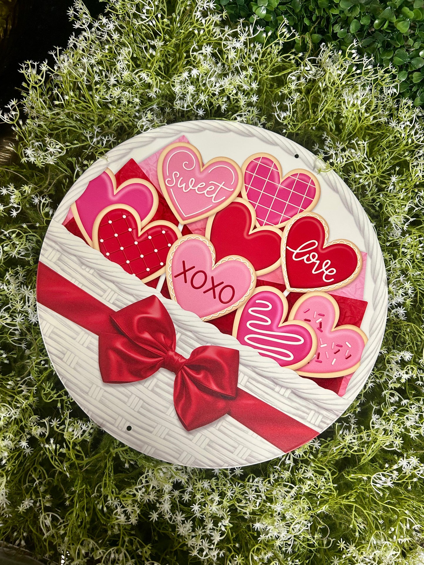 12 Inch Basket With Valentine Cookies Metal Sign
