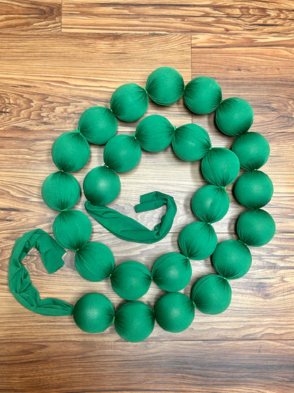 10 Foot Green Christmas Fabric Ball Garland