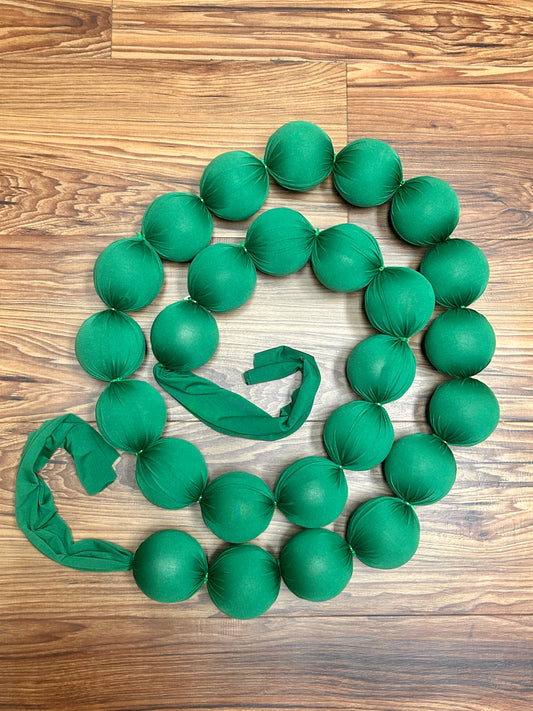 10 Foot Green Christmas Fabric Ball Garland