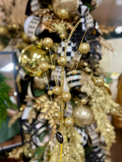 27 Inch Gold Mixed Size Glittered Ball Spray