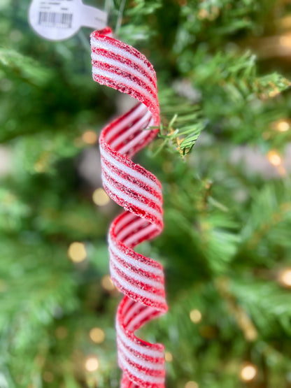 12 Inch Red And White Sugared Ribbon Candy Swirl Ornament