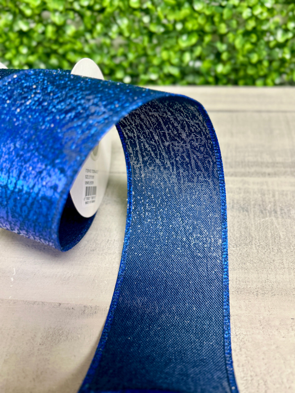 2.5 Inch By 10 Yard Dark Blue Crackle Metallic Ribbon