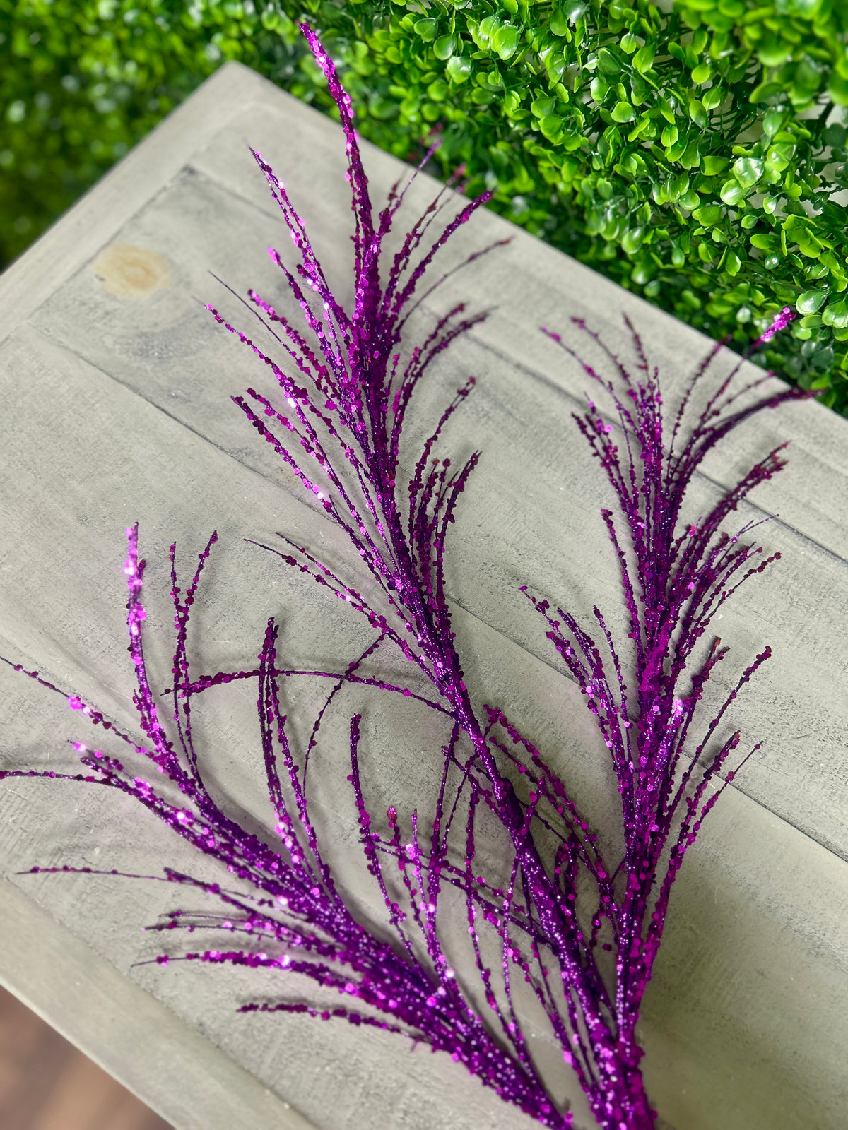 34 Inch Purple Glitter Sequin Pampas Grass Spray
