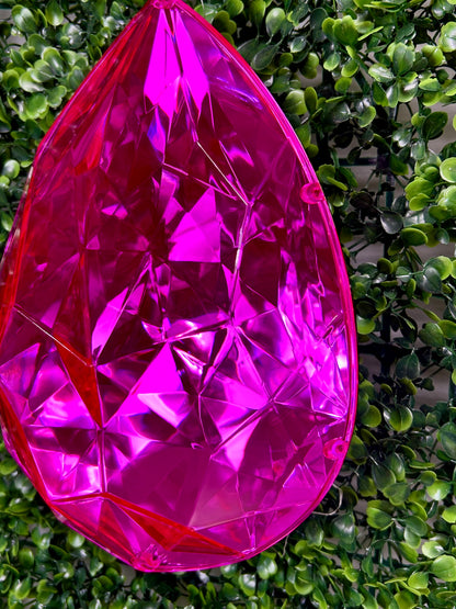 9 Inch Hot Pink Acrylic Rain Drop Diamond Ornament