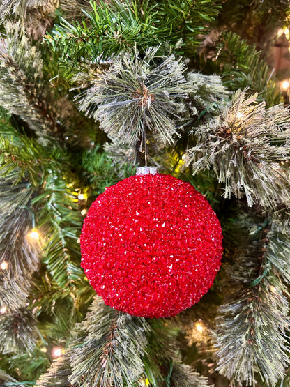 4.5 Red Beaded Ball Ornament
