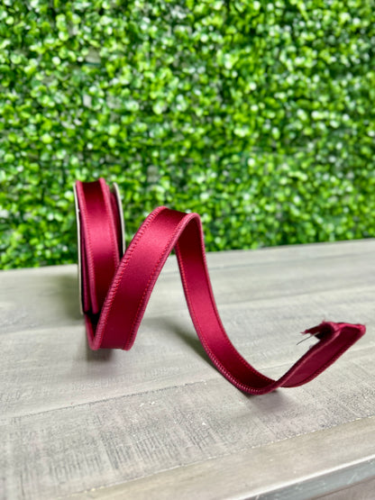 John Mark 1 Inch By 10 Yard Burgundy Satin Double Fused Ribbon