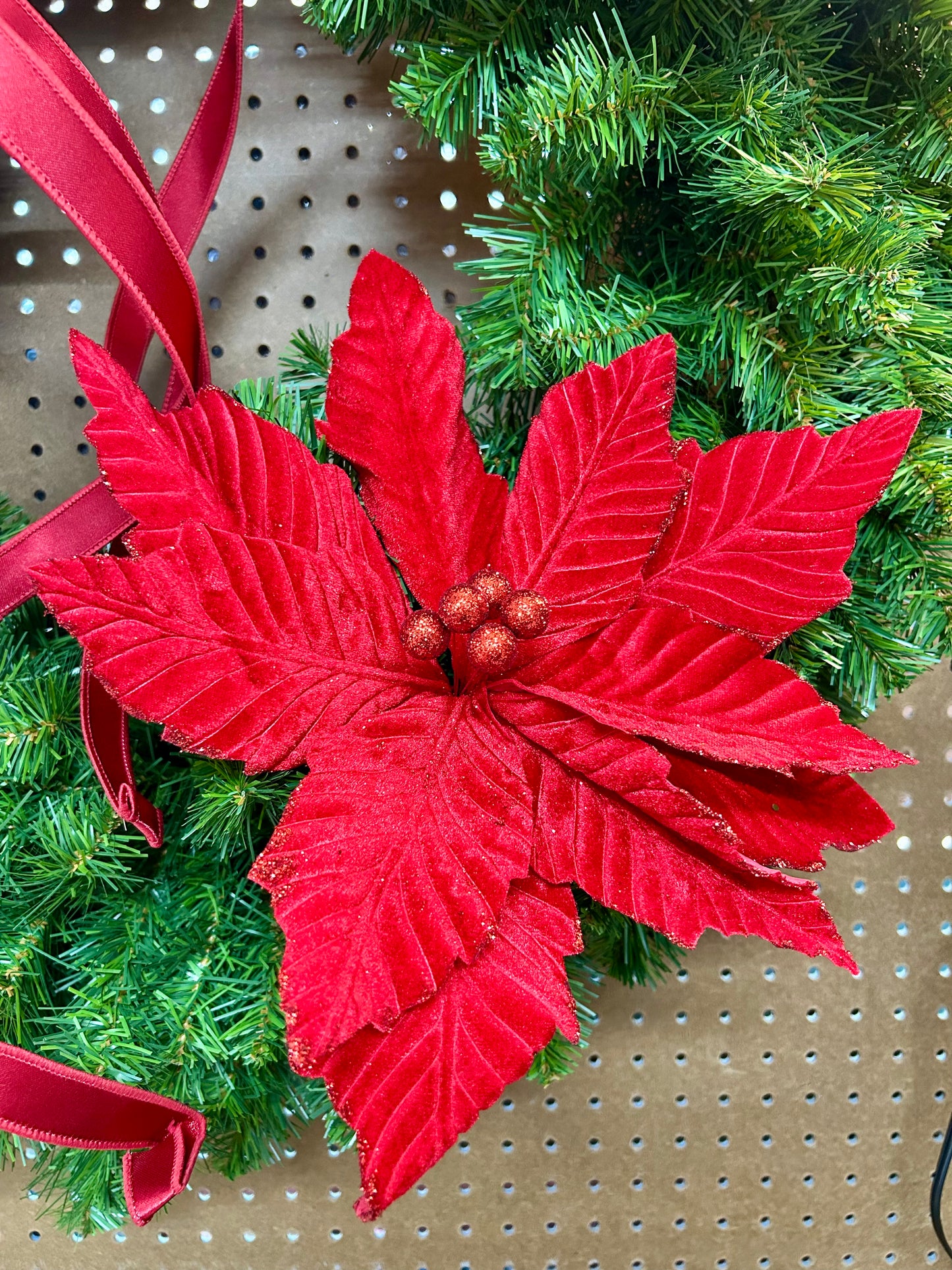 12.5 Inch Red Velvet Poinsettia