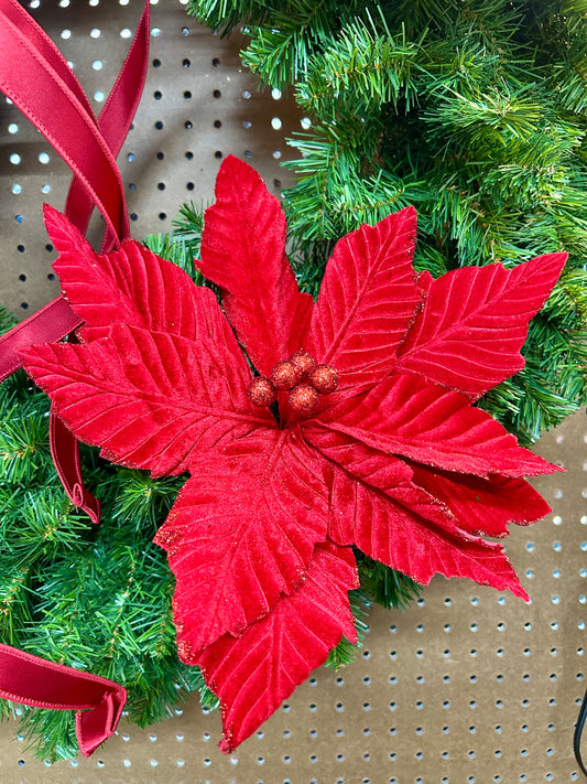 12.5 Inch Red Velvet Poinsettia