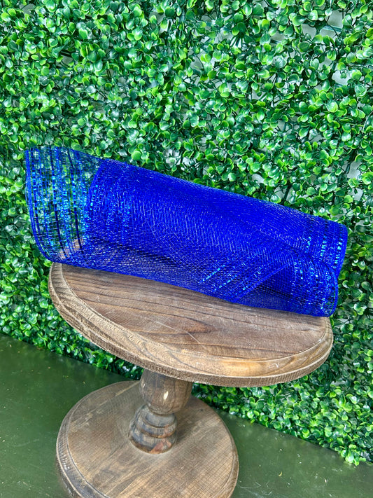 10.25 Inch By 10 Yard Royal Blue Tinsel And Foil Wide Border Mesh
