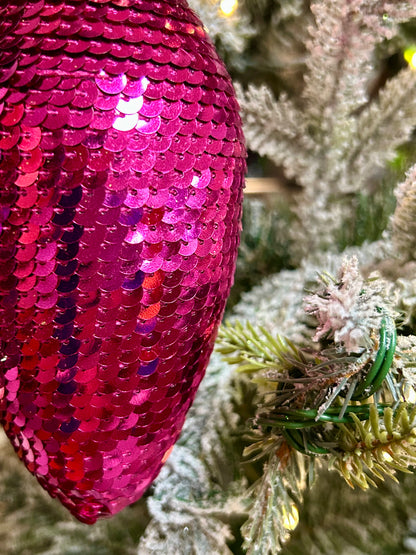 7 Inch Hot Pink Snazzy Sequin Light Bulb Ornament