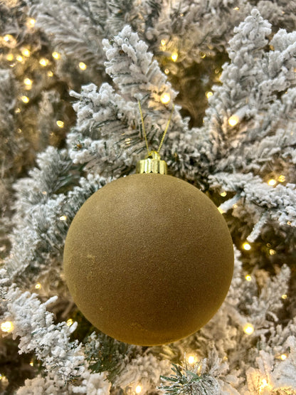 5 Inch Brown Smooth Flocked Ball Ornament