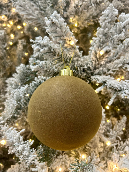 5 Inch Brown Smooth Flocked Ball Ornament