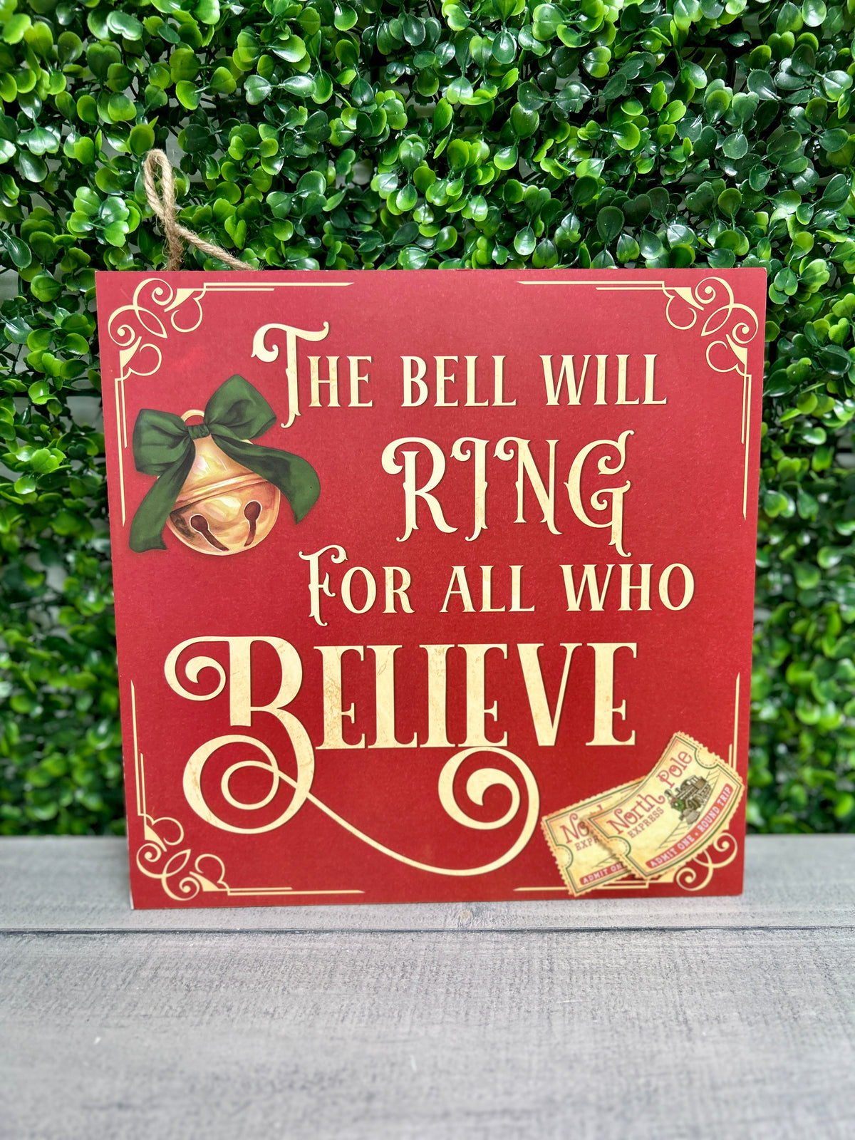 10 Inch Square The Bell Will Ring Wood Sign
