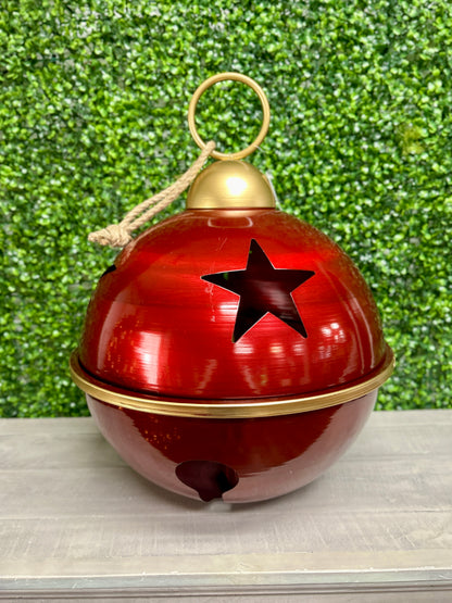 16 Inch Burgundy And Gold Bell Ornament