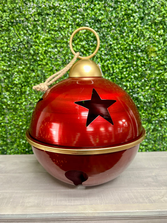 16 Inch Burgundy And Gold Bell Ornament