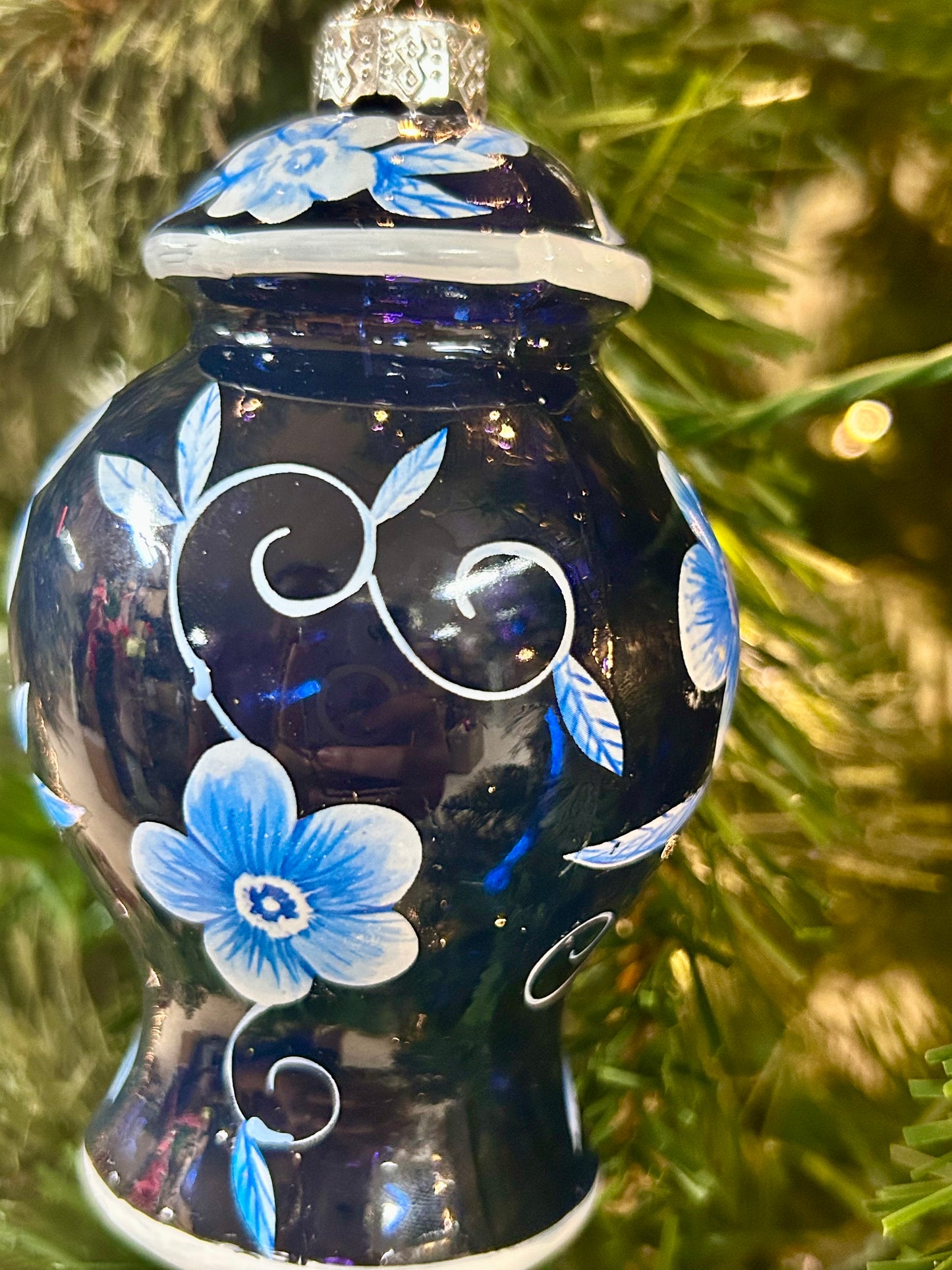 4.5 Inch Glass Floral Urn Ornament Two Styles