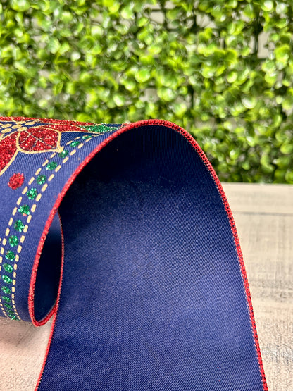 4 Inch By 10 Yard Deluxe Poinsettia Ribbon