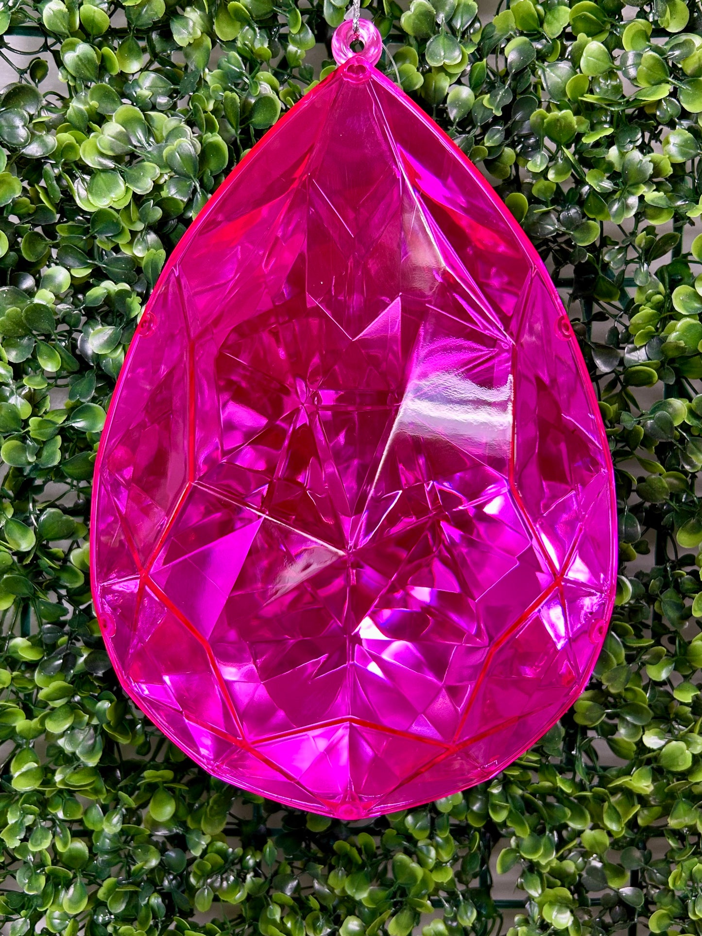 9 Inch Hot Pink Acrylic Rain Drop Diamond Ornament