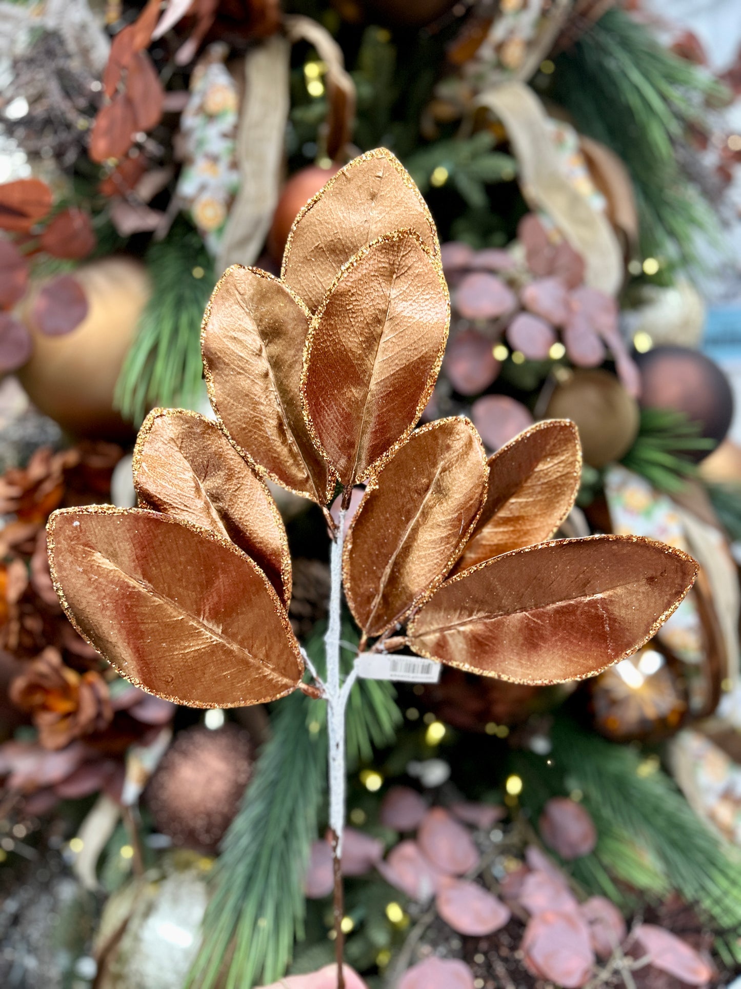 24 Inch Copper Magnolia Leaf Spray