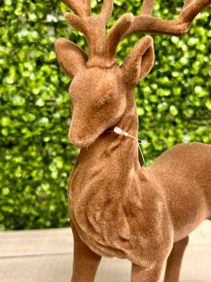 15 Inch Brown Flocked Deer Two Styles