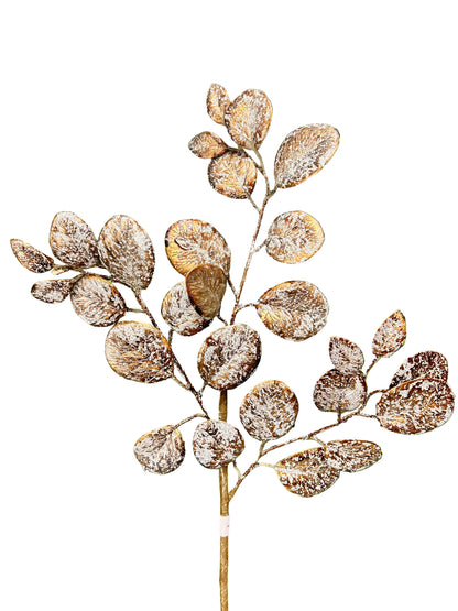 24 Inch Coffee Eucalyptus Leaf Spray With Frost