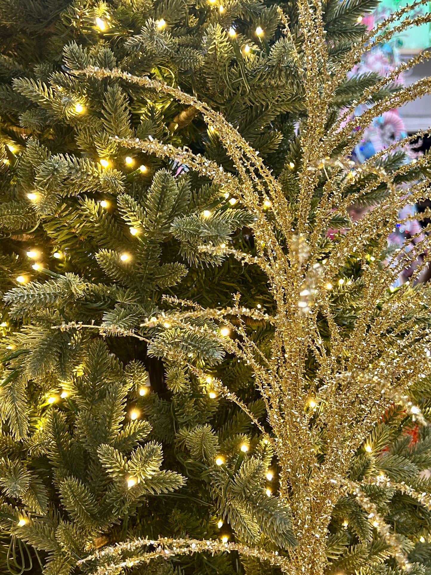 32 Inch Gold Pine Glitter Spray