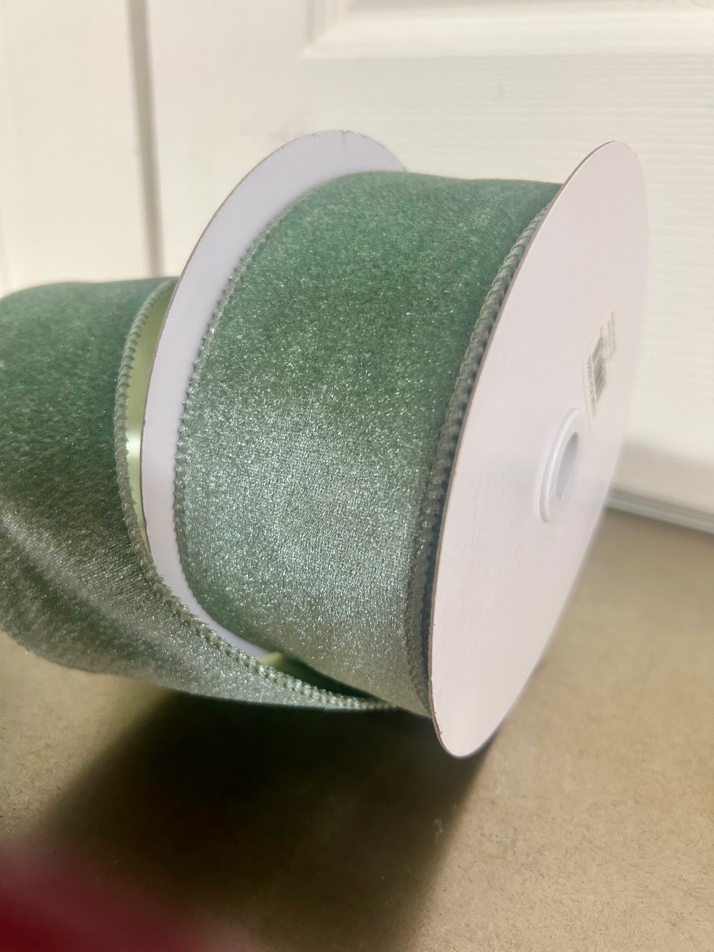 2.5 Inch By 10 Yard Sage Green Velvet With Satin Backing Ribbon