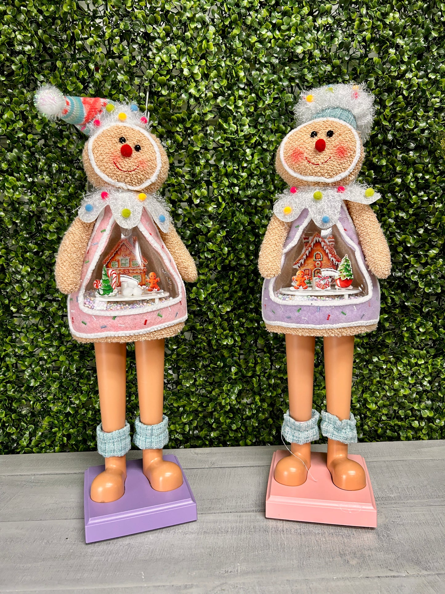 22 Inch Lighted Musical Holiday Gingerbread Man Blowing Snow Two Assorted